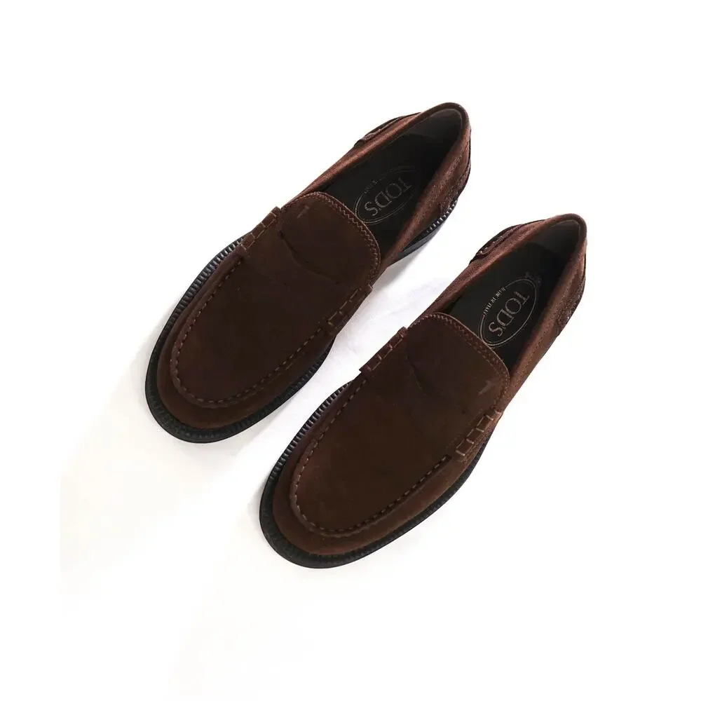 $875 TOD'S - Boston Brown Suede Penny Loafers - US 8 (7UK)